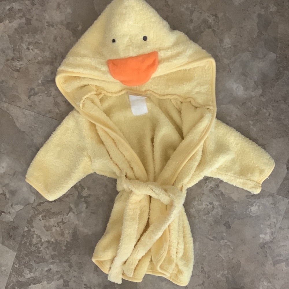 Vintage Carters Yellow Baby Duck Hood Bathrobe Little Duckies 0-12 month
